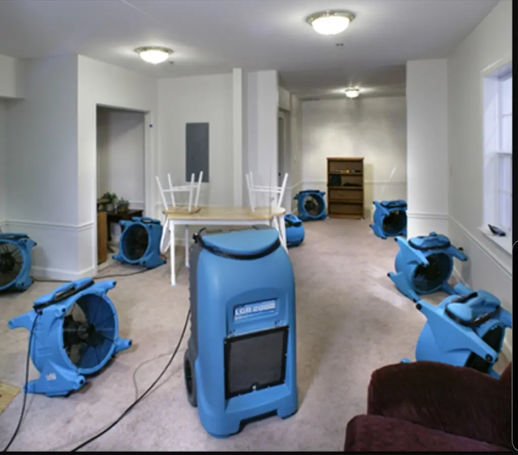 Air movers and dehumidifier setup for Water Extraction & Removal in Hurst